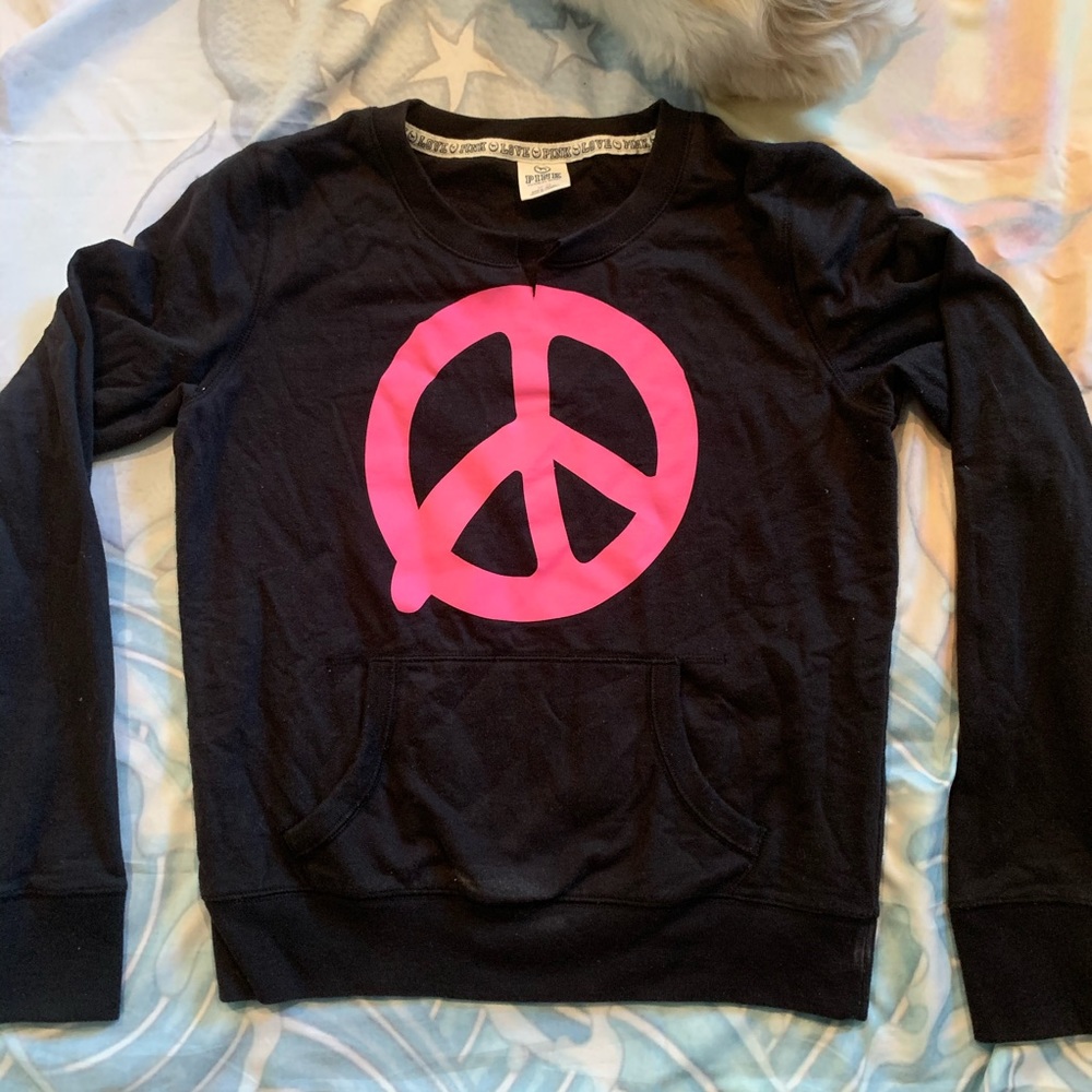 Black VS PINK peace sign crewneck